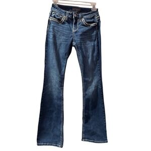 Shyanne Women's Blue‎ Bootcut Jeans Embellished Pockets Size